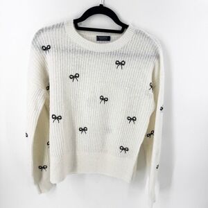 Vineyard Vines‎ Cream Bow Embroidered Knit Sweater Women's Size S